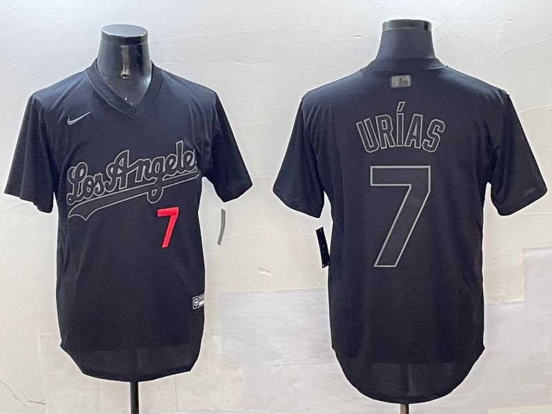 Men Los Angeles Dodgers #7 Urias Black Fashion Game 2025 Nike MLB Jersey style 3185